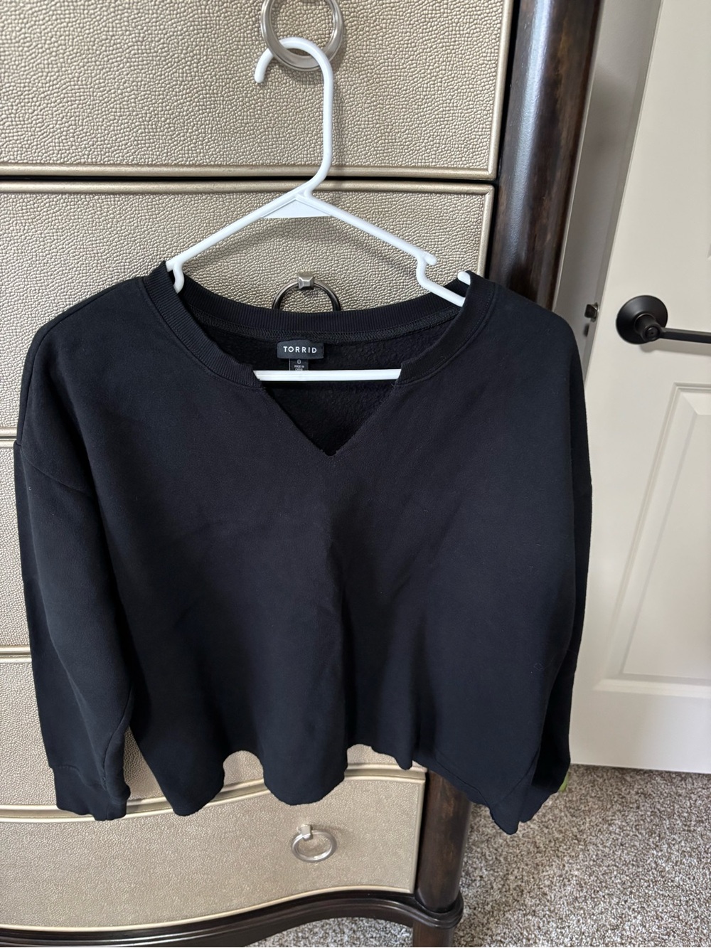 torrid Black V-Notch Pullover Sweatshirt